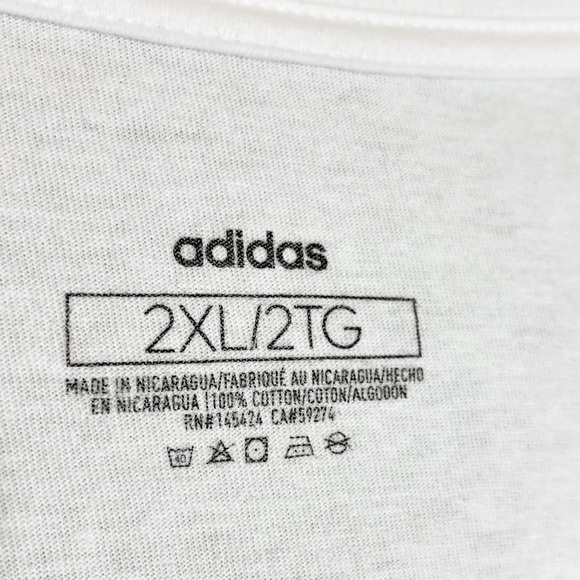 Plus White Adidas T Shirt White Graphic Print - Picture 5 of 7